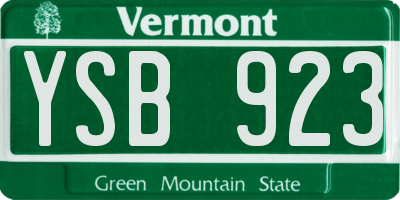 VT license plate YSB923