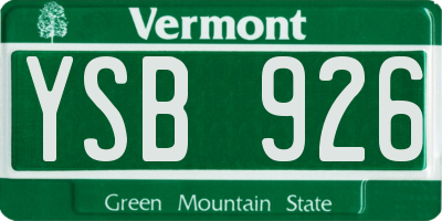 VT license plate YSB926