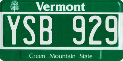 VT license plate YSB929