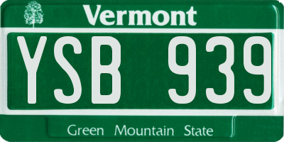 VT license plate YSB939