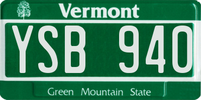 VT license plate YSB940