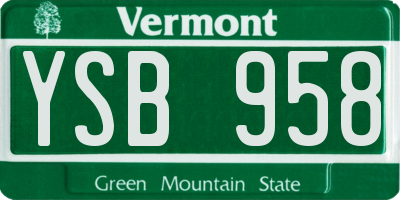 VT license plate YSB958