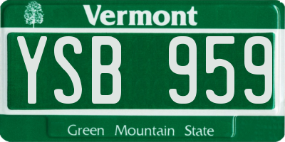 VT license plate YSB959