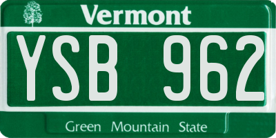 VT license plate YSB962