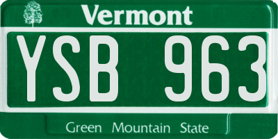 VT license plate YSB963