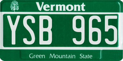 VT license plate YSB965