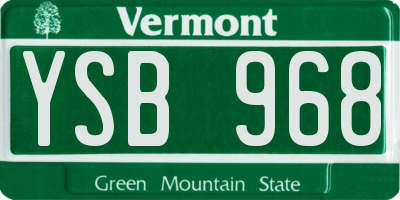 VT license plate YSB968