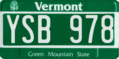 VT license plate YSB978