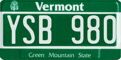 VT license plate YSB980