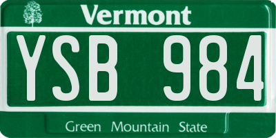 VT license plate YSB984