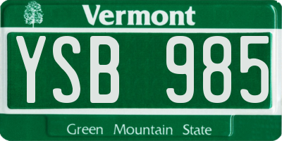 VT license plate YSB985