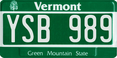 VT license plate YSB989