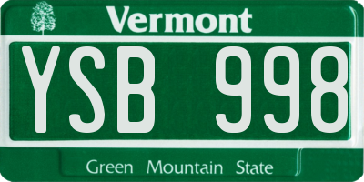 VT license plate YSB998