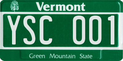 VT license plate YSC001