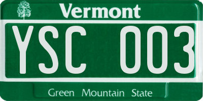 VT license plate YSC003