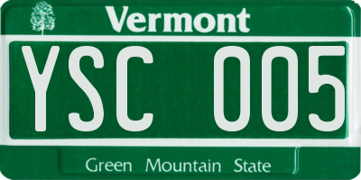VT license plate YSC005