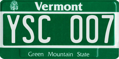 VT license plate YSC007