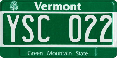VT license plate YSC022