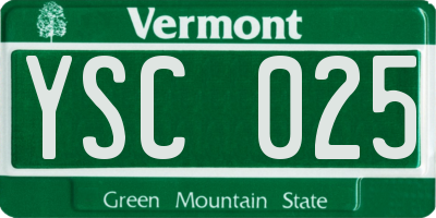 VT license plate YSC025