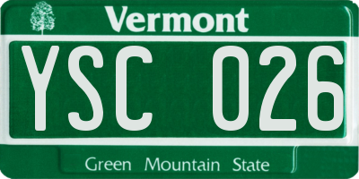 VT license plate YSC026
