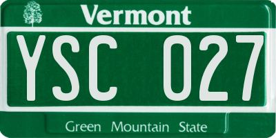 VT license plate YSC027