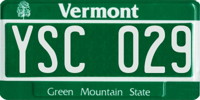 VT license plate YSC029