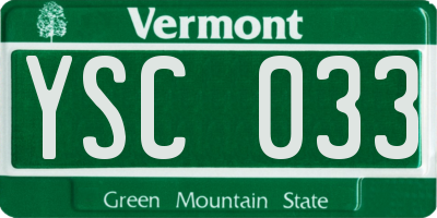VT license plate YSC033