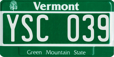VT license plate YSC039