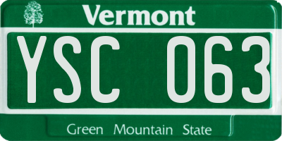 VT license plate YSC063