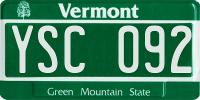 VT license plate YSC092