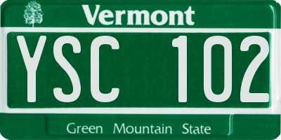 VT license plate YSC102