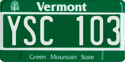 VT license plate YSC103