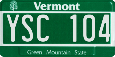 VT license plate YSC104