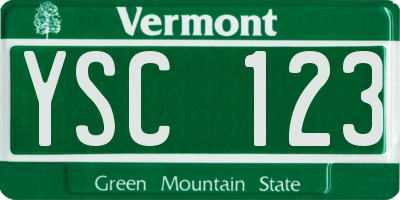 VT license plate YSC123