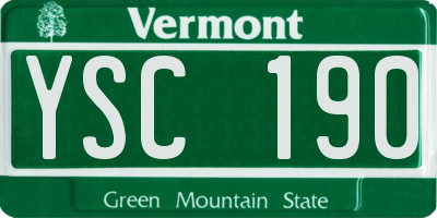 VT license plate YSC190