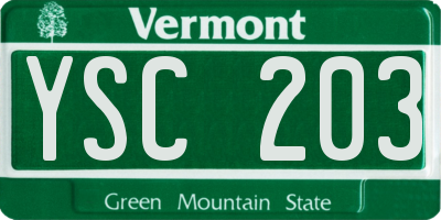 VT license plate YSC203