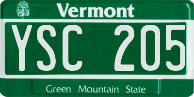VT license plate YSC205