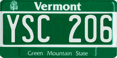 VT license plate YSC206