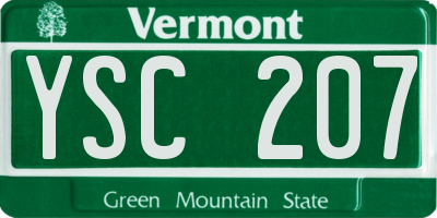 VT license plate YSC207