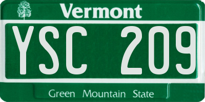 VT license plate YSC209