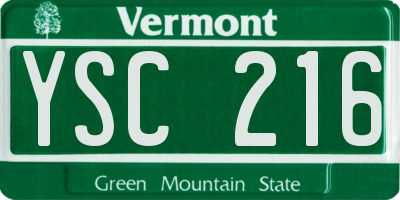 VT license plate YSC216