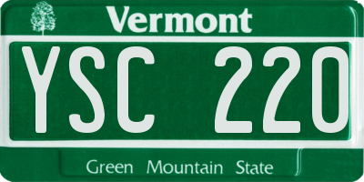 VT license plate YSC220