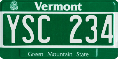 VT license plate YSC234