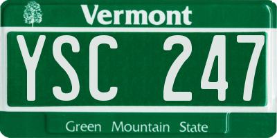 VT license plate YSC247