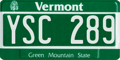 VT license plate YSC289