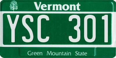 VT license plate YSC301