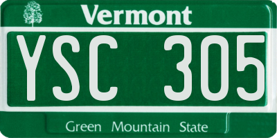VT license plate YSC305
