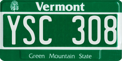 VT license plate YSC308