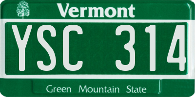 VT license plate YSC314
