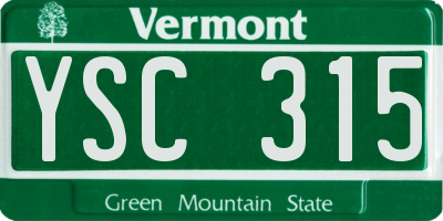 VT license plate YSC315